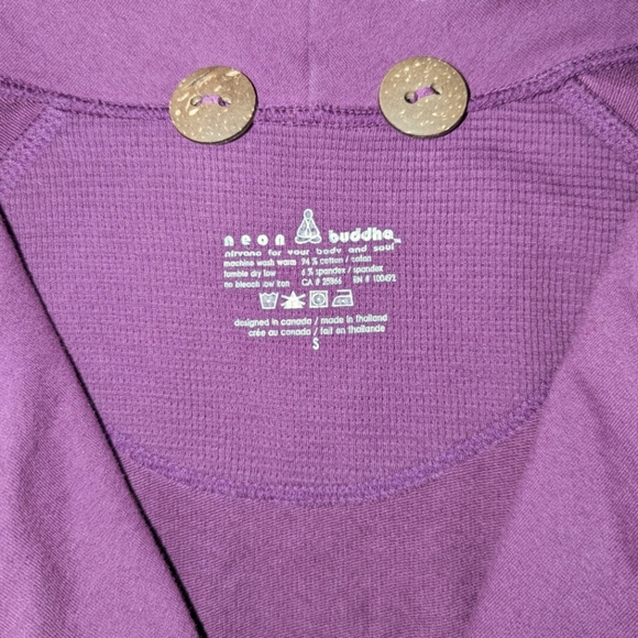 Neon Buddha Button Sweater Purple Women's Small - Picture 3 of 5